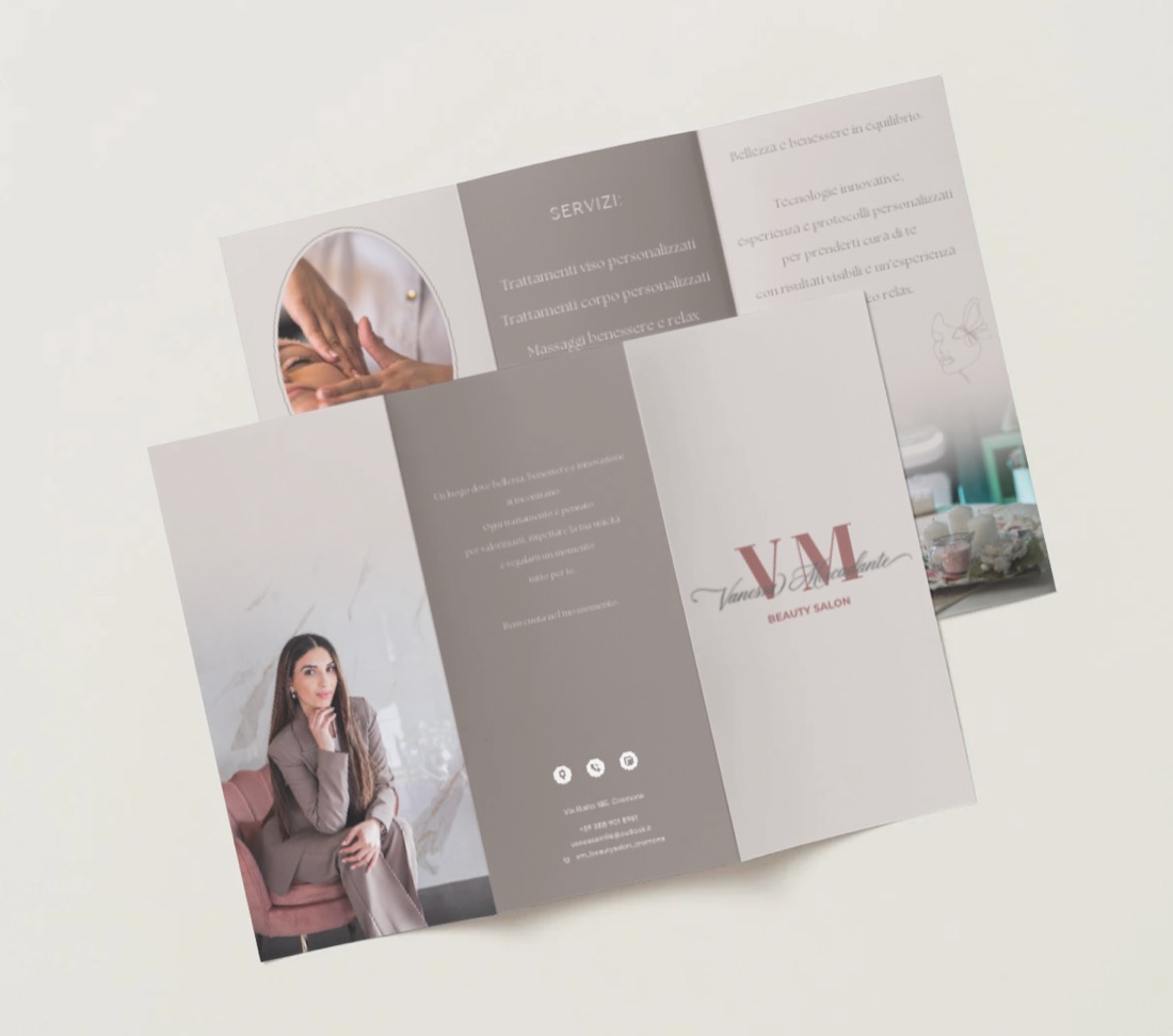 VM Beauty Salon — brochure a tre ante
